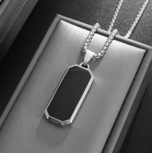 Midnight Octane Pendant – Bold Black Necklace for Men